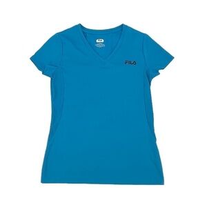 Fila Sport Blue V-Neck Short Sleeve Dri Fit T-Shirt Size XL (16) Girl's